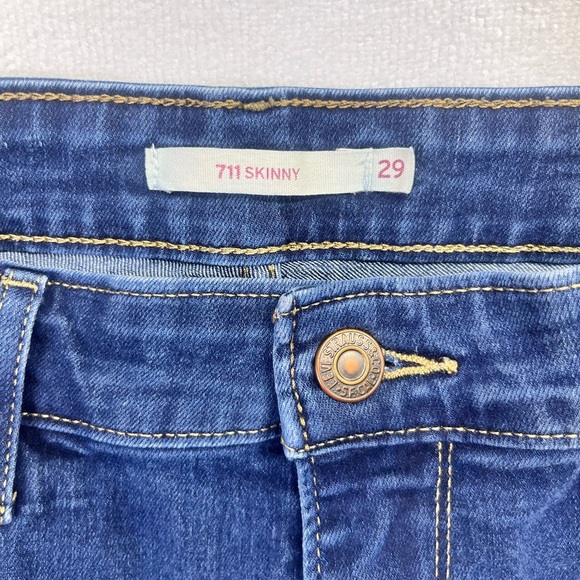 Levi’s 711 Skinny Jeans Womens 29 Waist Blue Denim Stretch Cute Chic 1736 - Picture 2 of 10